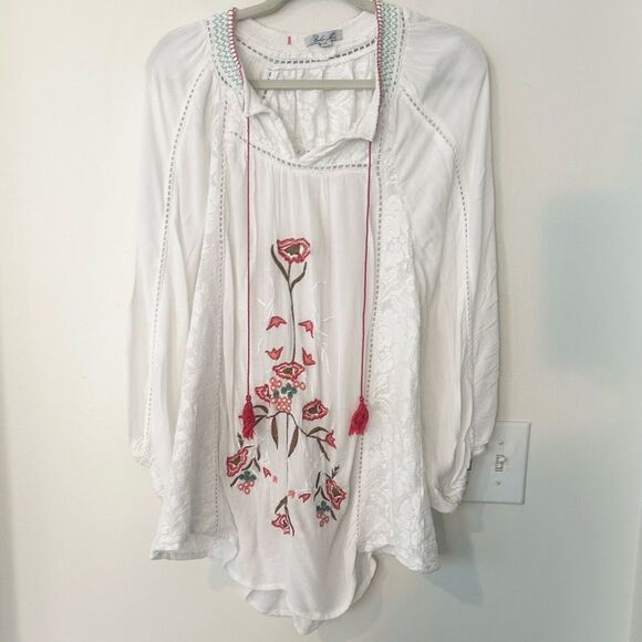 Boho Me White Embroided Blouse M - Picture 2 of 8